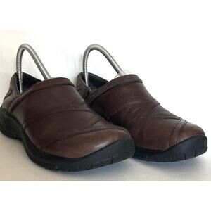 Wmns Merrell Sz 8 Brown Leather Slip On Coffee Bean Encore Elipse 2.0 Lined Shoe